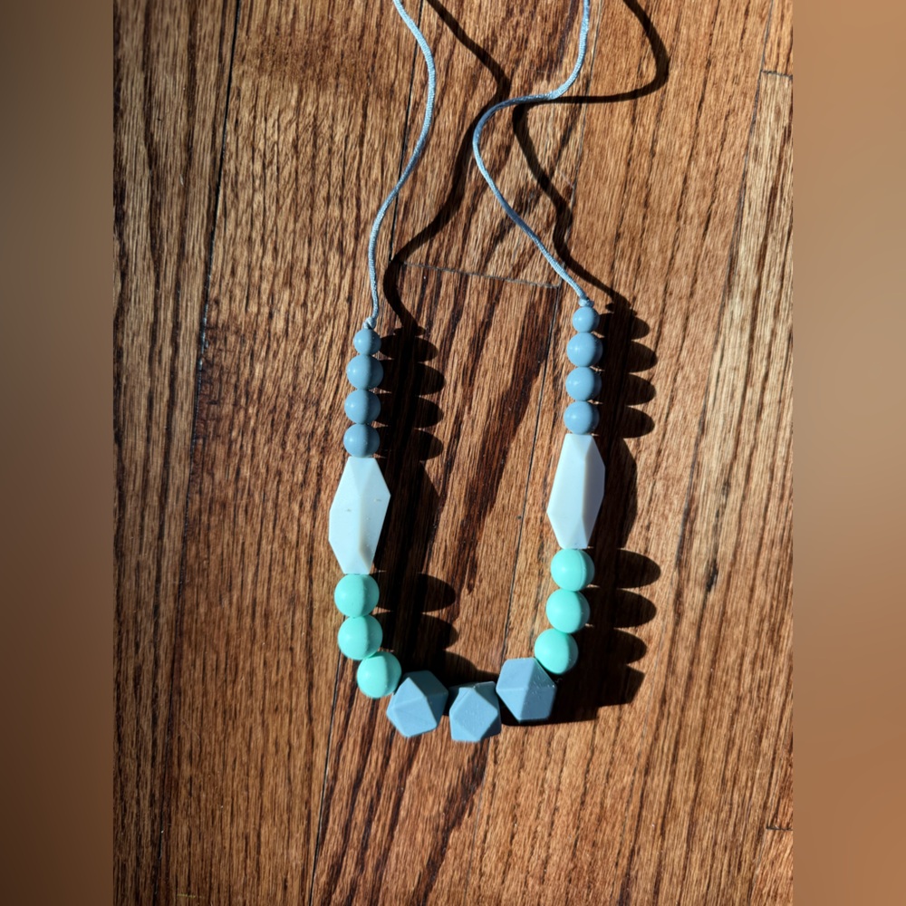 Gray and Mint Beaded Necklace
